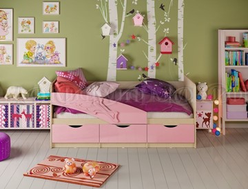 Кровать в детскую Дельфин, Розовый глянец 80х180 в Миассе