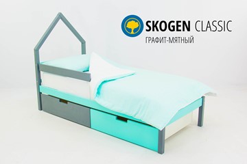 Детская кровать-домик мини Skogen графит-мятный в Копейске