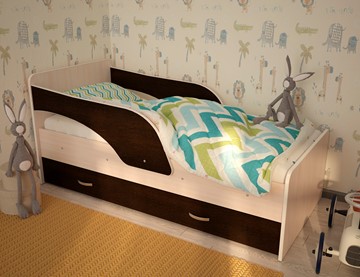 Детская кровать с ящиками Максимка, корпус Млечный дуб, фасад Венге в Златоусте - предосмотр