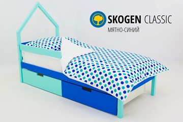 Детская кровать-домик мини Skogen мятно-синий в Челябинске