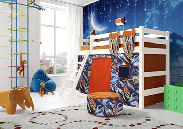 Кровать-чердак детская Соня, Вариант 6 Белый в Челябинске