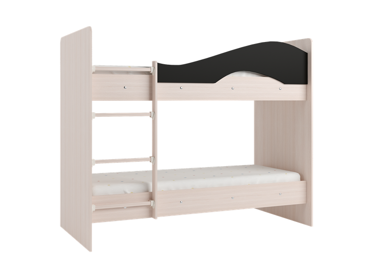 Детская  двухъярусная кровать Мая с 2 ящиками на щитах, корпус Млечный дуб, фасад Венге в Златоусте - изображение 3