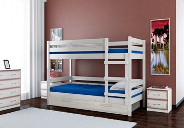 Кровать в детскую Джуниор двухъярусная с ящиками (Белый Античный) в Миассе