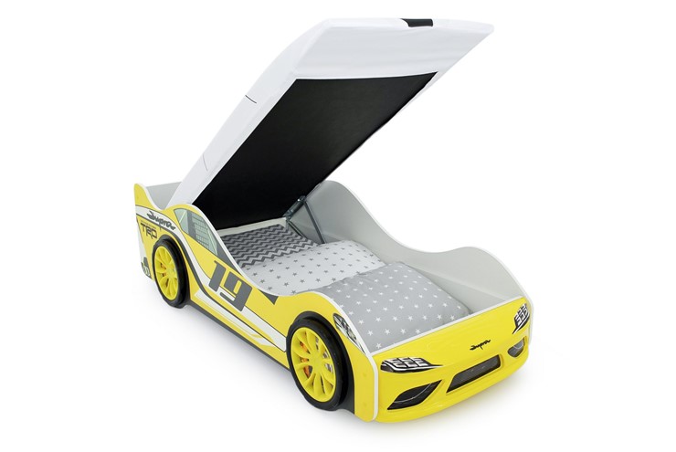 Детская кровать-машина с подъемным механизмом Супра желтая в Миассе - изображение 4