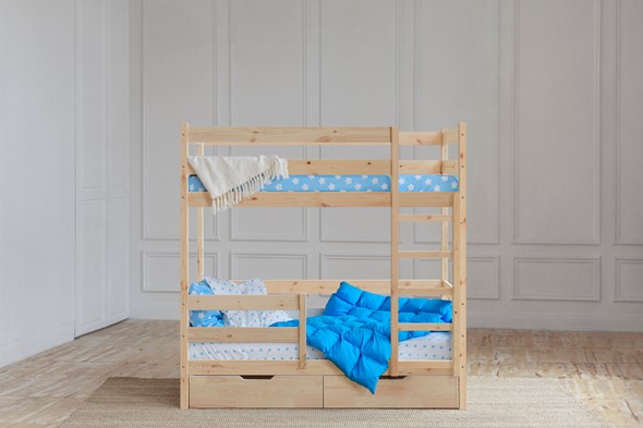 Детская 2-этажная кровать без крыши с ящиками, без покраски в Златоусте - изображение