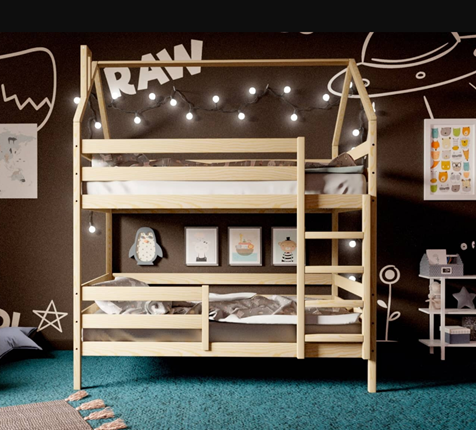 Кровать 2-ярусная Домик, без покраски в Копейске - изображение