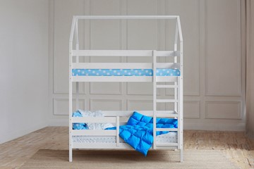 Двухъярусная кровать Домик, цвет белый в Магнитогорске