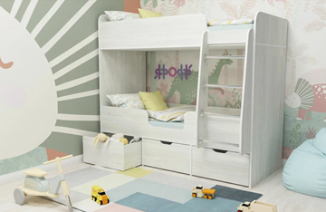 Детская 2-этажная кровать Малыш двойняшка 70х160, корпус Винтерберг, фасад Винтерберг в Челябинске - предосмотр