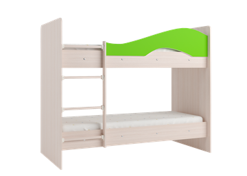 Детская двухъярусная кровать Мая на щитах со шкафом и ящиками, корпус Млечный дуб, фасад Салатовый в Челябинске - предосмотр 3