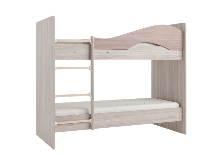 Кровать 2-ярусная Мая на щитах со шкафом и ящиками, корпус Шимо светлый, фасад Шимо темный в Челябинске - изображение 3