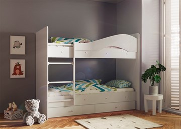 Детская 2-этажная кровать Мая с 2 ящиками на щитах, цвет Млечный дуб в Златоусте