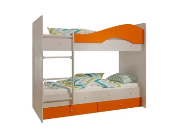 Детская 2-ярусная кровать Мая с 2 ящиками на щитах, корпус Млечный дуб, фасад Оранжевый в Миассе - предосмотр 4