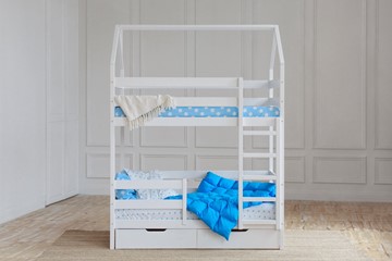 Детская двухэтажная кровать Домик с ящиками, цвет белый в Магнитогорске