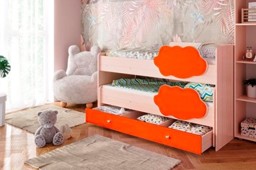Детская 2-х ярусная кровать Соник 1.6 с ящиком, Оранжевый в Челябинске - предосмотр