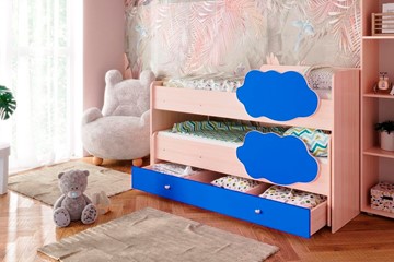 Детская 2-ярусная кровать Соник 1.6 с ящиком, Синий в Магнитогорске