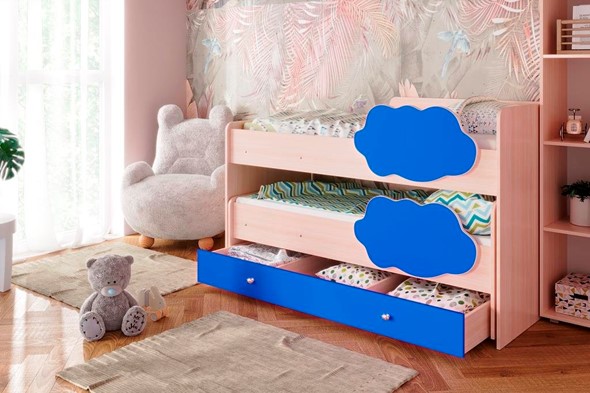 Детская 2-ярусная кровать Соник 1.6 с ящиком, Синий в Челябинске - изображение