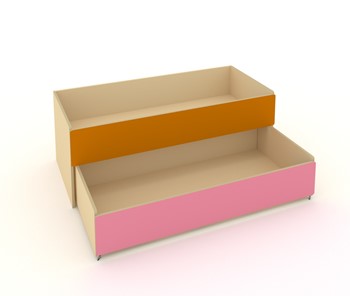 Кровать для детей МГрупп 2-х уровневая КД-2, Беж + Оранжевый + Розовый в Миассе