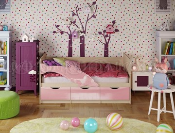 Детская кровать Дельфин-1, Розовый глянец 80х160 в Челябинске