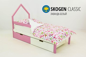 Кровать-домик в детскую мини Skogen белый-лаванда в Челябинске