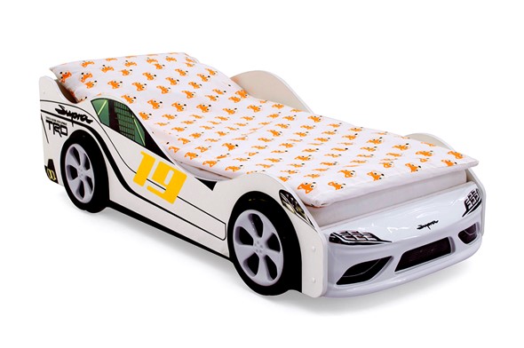 Кровать-машина в детскую Супра белая в Миассе - изображение