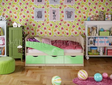Детская кровать Бабочки 800*1600, Салатовый глянец в Челябинске