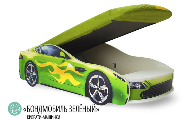 Детская кровать-машина Бондимобиль зеленый в Челябинске - изображение 1
