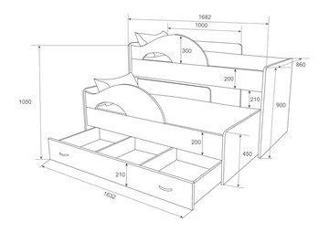 Двухъярусная кровать Радуга 1.6 с ящиком, корпус Млечный дуб, фасад Оранжевый в Миассе - предосмотр 1