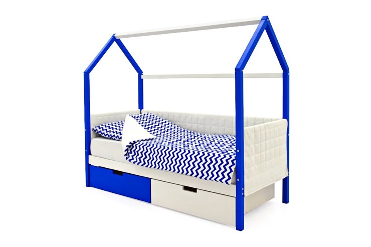 Кровать-домик «Svogen сине-белый» мягкая в Миассе - изображение 3