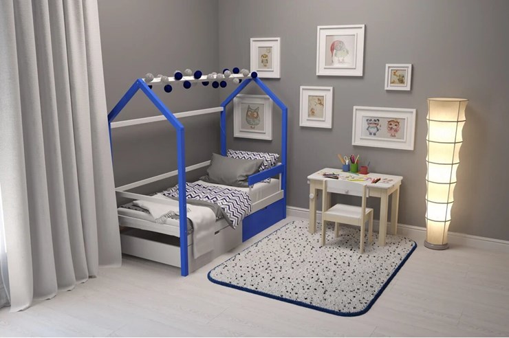 Кровать-домик детская Svogen сине-белый в Челябинске - изображение 6
