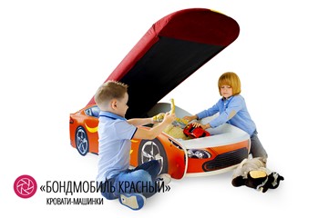Кровать-машина в детскую Бондимобиль красный в Челябинске - предосмотр 1