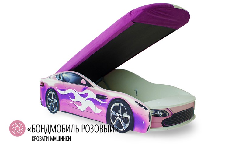 Кровать-машина в детскую Бондимобиль розовый в Челябинске - изображение 1