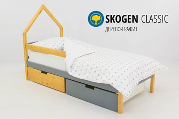 Детская кровать-домик мини Skogen дерево-графит в Копейске