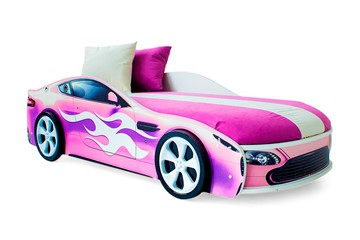 Кровать-машина в детскую Бондимобиль розовый в Миассе - предосмотр