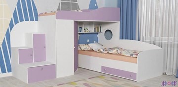 Детская кровать-шкаф Кадет-2, корпус Белое дерево, фасад Ирис в Копейске