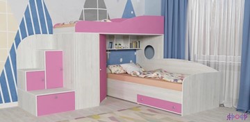 Детская кровать-шкаф Кадет-2, корпус Винтерберг, фасад Розовый в Магнитогорске