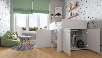 Кровать с лестницей с рабочей зоной POLINI Kids Simple 4500 Белый в Магнитогорске - предосмотр 8
