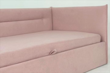 Кровать в детскую 0.9 Альба (Тахта), нежно-розовый (велюр) в Челябинске - предосмотр 4