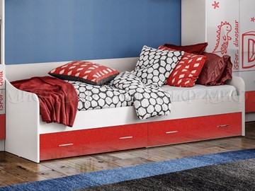 Подростковая кровать Алфавит (Красный) с ящиками в Челябинске