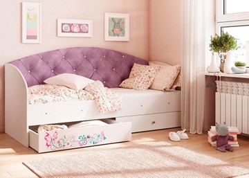 Детская кровать Эльза без бортика, Фиолетовый (латы) в Челябинске
