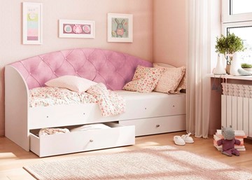 Кровать детская Эльза без бортика, Розовый (латы) в Челябинске