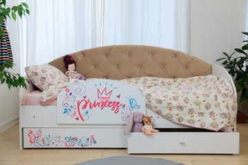 Детская кровать с ящиками Эльза с бортиком, Бежевый (щиты) в Миассе - предосмотр 5