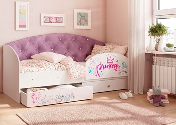 Односпальная детская кровать Эльза с бортиком, Фиолетовый (щиты) в Челябинске - предосмотр