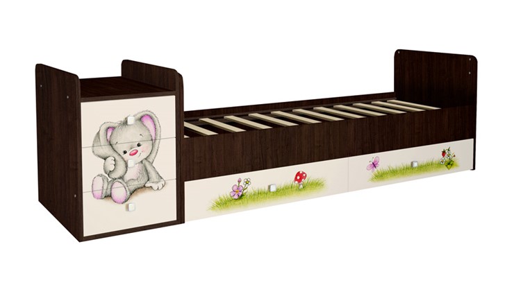 Детская кровать Фея 1100 Зайчонок Венге-бежевый в Златоусте - изображение 1