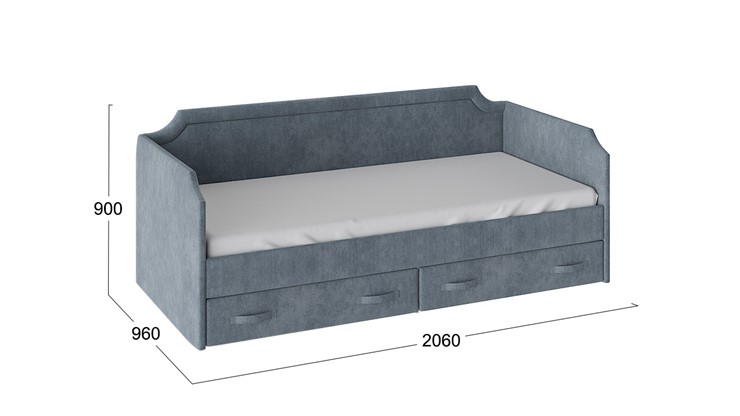 Кровать подростковая Кантри Тип 1, ТД-308.12.02 (Замша синяя) в Миассе - изображение 2