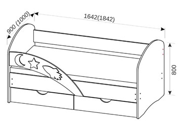 Кровать в детскую Космос 1800х900 с бортиком, без ящиков в Челябинске - предосмотр 2