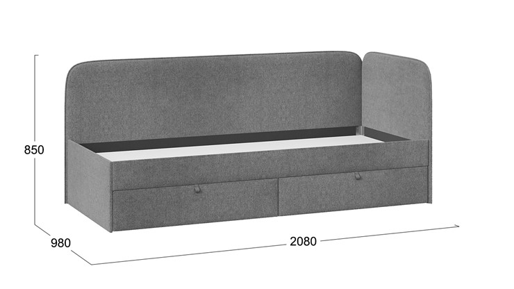 Кровать подростковая Молли тип 1 (90), Микровелюр Scandi Graphite 22 в Копейске - изображение 3