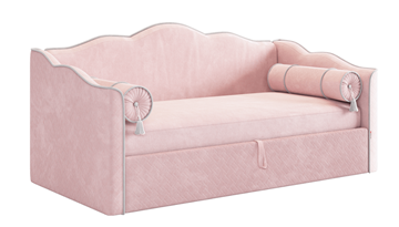Детская кровать для девочки Лея (Софа) 90х200 (нежно-розовый (велюр)/галька (велюр)) в Челябинске