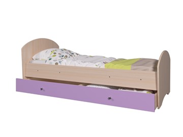 Кровать детская с ящиком Мозайка без бортиков, корпус Млечный дуб/фасад Ирис (ламели) в Миассе