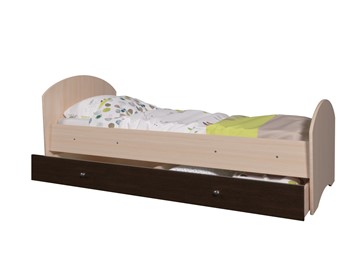 Детская кровать с ящиком Мозайка без бортиков, корпус Млечный дуб/фасад Венге (щиты) в Миассе