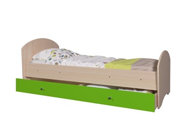 Детская кровать с ящиком Мозайка без бортиков, корпус Млечный дуб/фасад Лайм (ламели) в Миассе